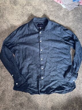 Joseph Abboud Men's Casual Button-Down Shirt in Navy Blue